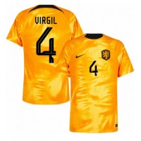 Echipament fotbal Olanda Virgil van Dijk #4 Tricou Acasa Mondial 2022 maneca scurta